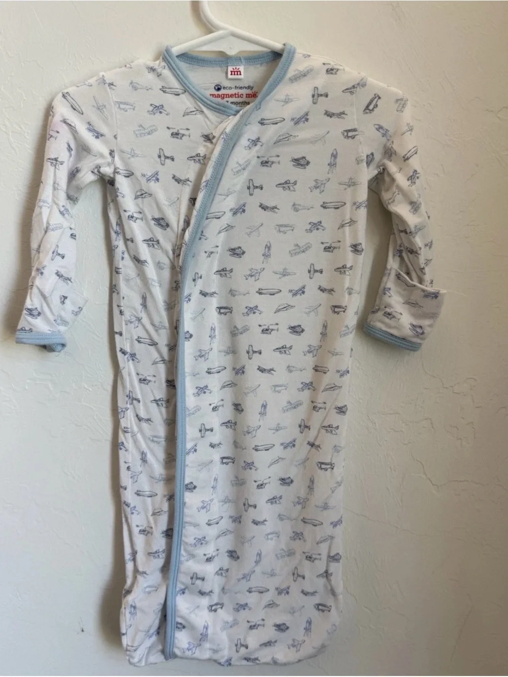 Magnetic Me White & Light Blue Airplane Sleep Sack